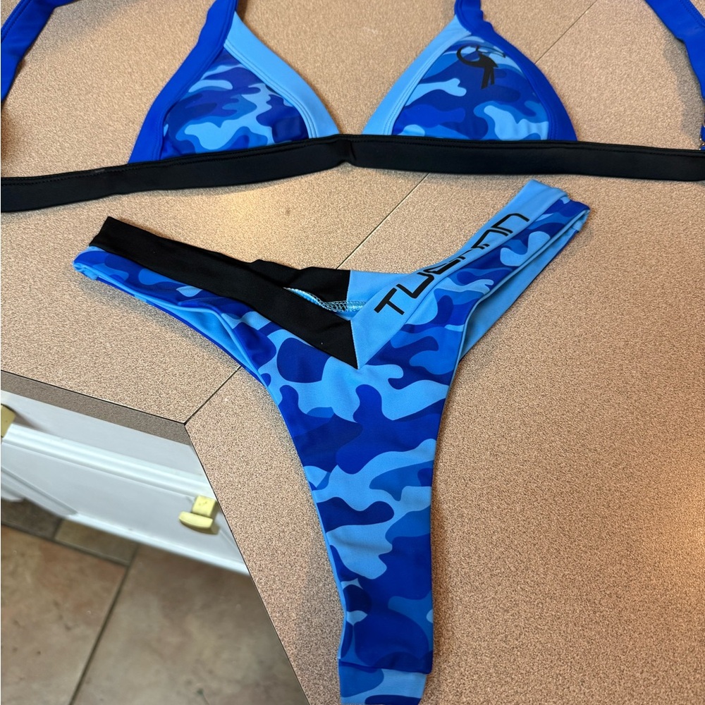 Blue Camo Triangle Bikini Set - Women